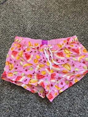 Fruit Print Pink Cotton Pajama Shorts